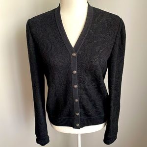 St. John Collection by Marie Gray Button Front Black Cardigan Sweater Size 6